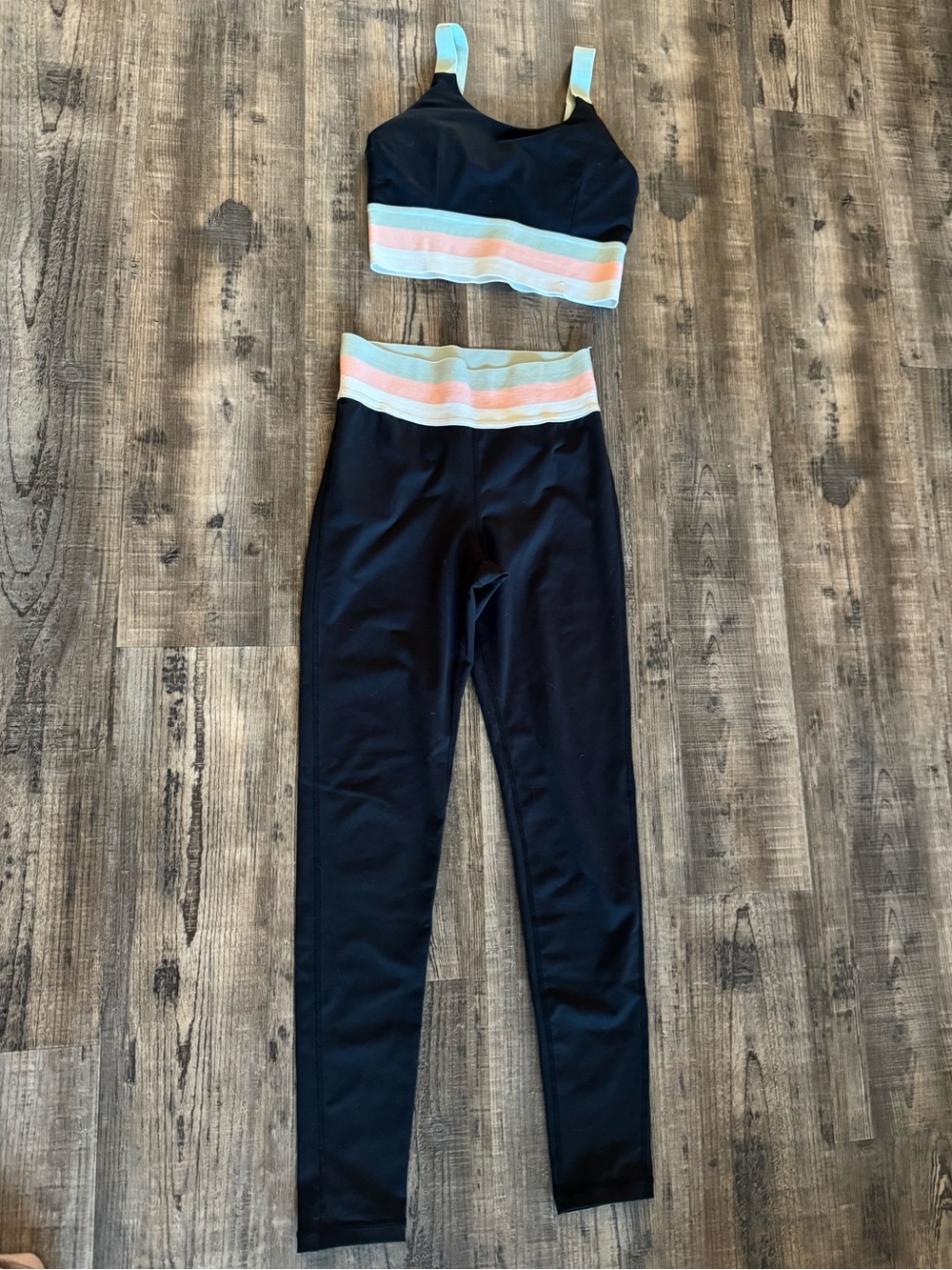 Mono B Pastel Striped Activewear set in Pink, Mint, White, Black
